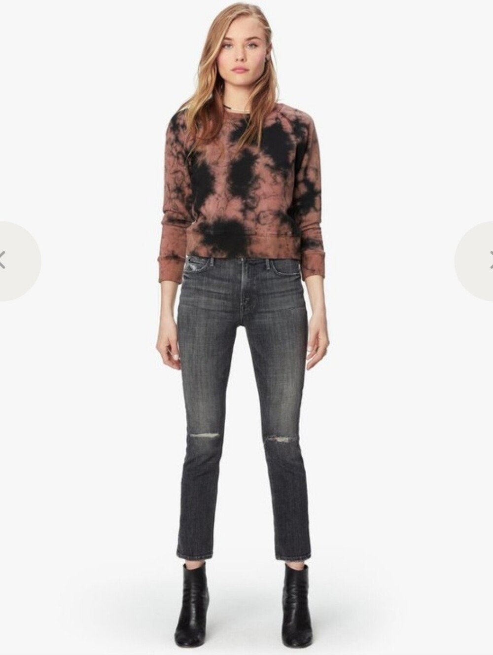 MOTHER THE MID RISE DAZZLER ANKLE DISTRESSED BLACK JEANS SIZE 30